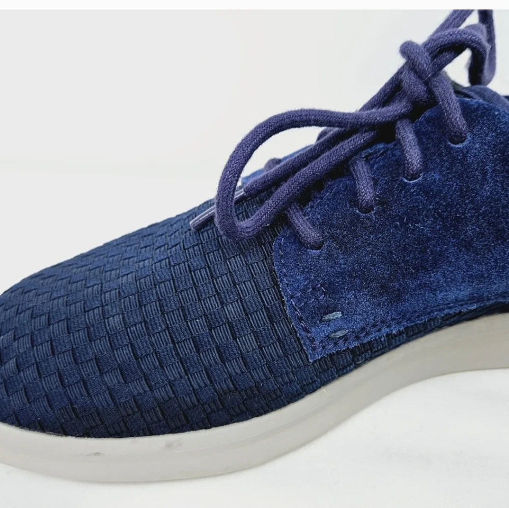 UGG Hepner Woven Lace-Up Sneakers Navy Suede Oxford Shoes Men 7.5